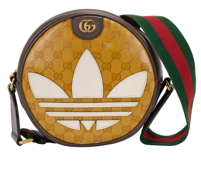 X Adidas Ophidia Round Crossbody, &pound;650, Handbags, Brown, Canvas/Leather, Front view